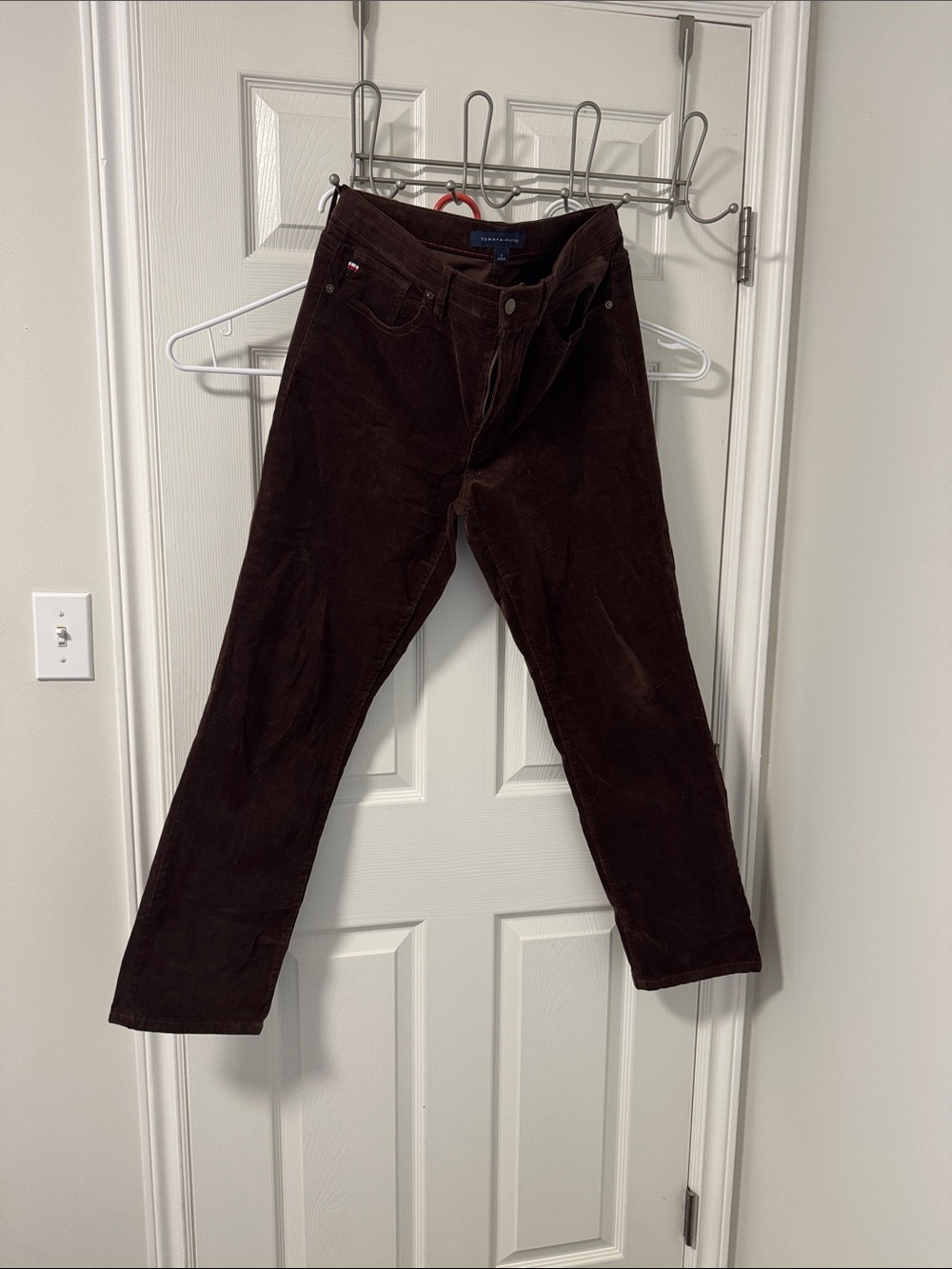 Tommy Hilfiger Dark Chocolate Corduroy Straight-Leg Pants